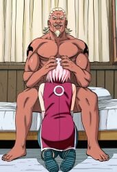 ai_generated dark-skinned_male fellatio masashi_kishimoto_style naruto naruto_(series) raikage sakura_haruno tagme