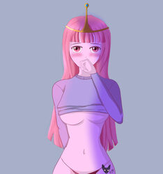 bonnibel breasts_out_of_clothes bubblegum pink_hair pink_skin tagme