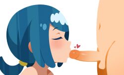 1boy 1girls 2025 2d blue_hair game_freak kissing_penis lana's_mother_(pokemon) milf noxintwice noxtwice penis_worship pokemon pokemon_sm slight_blush tagme white_background