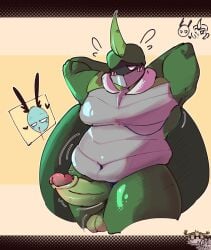 2026 anthro arthropod balls beetle belly blood blush bodily_fluids bug_fables digital_media_(artwork) erection genitals hi_res horn insect kabbu_(bug_fables) leif_(bug_fables) lepidopteran male moobs moonsprout_games moth nosebleed nude opalniko overweight overweight_anthro overweight_male penis simple_background solo thick_thighs