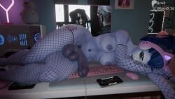 3d 3d_(artwork) asleep big_ass big_balls big_breasts big_butt big_penis big_thighs blender blue_body blue_skin brn0 cat_ears cat_ears_headphones desk dripping dripping_precum eyeliner eyeshadow fishnet_armwear fishnet_legwear fishnet_stockings fishnets flaccid flaccid_penis foreskin futa_focus futa_only futanari gaming gaming_room large_ass large_balls large_breasts large_butt large_penis large_testicles large_thighs lipstick makeup nude nude_futa nyl_widowmaker overwatch overwatch_2 pc ponytail pubes pubic_hair purple_hair purple_lipstick self_upload sleeping sleeping_naked sleeping_nude tagme tattoo tattooed_arm watermark widowmaker