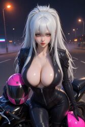 ai_assisted ai_generated badass gaby_(lucy_y_gaby) gaby_kittens huge_ass huge_breasts latex latex_clothing motorbike t_survivor true_survivor_95745
