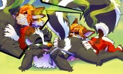 2026 absurd_res ass butt_grab crownedvictory duo hand_on_butt hi_res leash leash_pull skunk_spray skunk_tail stink_fumes stink_lines tagme