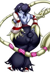 1girls absurd_res anus anus_through_clothes bimbo bimbofication breasts female female_only huge_ass leviathan_(skullgirls) mamimi_(mamamimi) nipples skullgirls solo squigly zombie