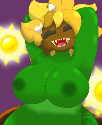 1girls anthro anthrofied big_breasts breasts electronic_arts female flora_fauna plant plant_girl plant_humanoid plants_vs._zombies plants_vs_zombies popcap_games primal_sunflower_(pvz) project88creates sunflower_(pvz)
