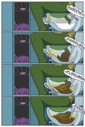 anthro ass awake bathroom bed bed_sheet bedding bedroom belly big_belly big_butt big_tail bodily_fluids dragon duo fart fart_cloud feces female female/female furniture genital_fluids hair hi_res human long_hair mammal mythological_creature mythological_scalie mythology nude nude_female overweight pillow scalie scat shyguy9 sitting sleeping sophie_(shyguy9) tail tall_girl toilet urine