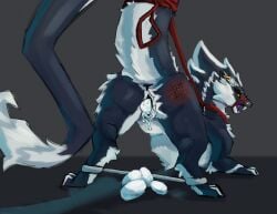 1girls absurd_res amber_(wyrmiestwyrm) bodily_fluids bondage bound collar dragon egg egg_laying female female_only feral fur furred_dragon furred_scalie genital_fluids hi_res leash muzzle_(object) muzzled mythological_creature mythological_scalie mythology scalie solo spank_marks wyrmiestwyrm