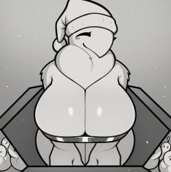 2d 2d_(artwork) 2d_artwork ^^ anthro anthro_female anthro_focus anthro_only ass_bigger_than_head asscheeks beak big_breasts bird black_and_white boobs_covered breasts breasts_bigger_than_head butt_bigger_than_head christmas christmas_hat christmas_present closed_eyes covered_breasts digital digital_art digital_drawing digital_drawing_(artwork) digital_media digital_media_(artwork) eyelashes feather_hands feathered_arms feathers female female_anthro female_focus female_only grey_background hands_on_floor hands_on_legs in_box peeps ribbon_bondage smiling snowing tall_anthro tall_female thick thick_ass thick_legs thick_thighs vattarena wip