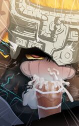 1boy 1girls absurdres breath censored colored_sclera colored_skin completely_nude cum cum_in_mouth cum_in_nose cum_on_penis dark_skin emphasis_lines fellatio female forced grey_skin headpiece highres imp_midna irrumatio male midna mizumizuni multicolored multicolored_skin nude oral penis pointy_ears rape red_eyes reward_available rolling_eyes straight tears the_legend_of_zelda the_legend_of_zelda:_twilight_princess twilight_princess two-tone_skin yellow_sclera