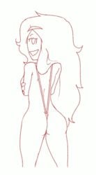 animated ass edit from_behind itzal long_hair looking_at_viewer looking_back overly_sarcastic_productions red_(overly_sarcastic_productions) sketch sling_bikini youtube youtuber