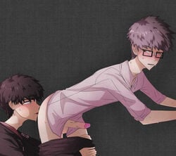 2boys anal asian asian_male ass asshole brown_eyes brown_hair clothing gay glasses hyuk_lee_(sweet_home) hyun_cha hyun_cha_(sweet_home) penis sex sniff sniffing sweet_home_(webtoon) webcomic webtoon yaoi