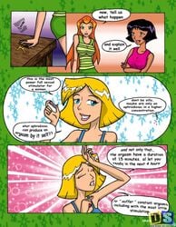 3girls alex_(totally_spies) clover_(totally_spies) comic drawn-sex.com english_text female female_only multiple_girls sam_(totally_spies) speech_bubble text totally_spies ujinko