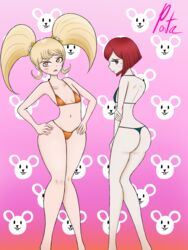 2021 2girls big_ass bikini bikini_bottom bikini_top blonde_hair bottom_heavy brown_eyes child_bearing_hips danganronpa danganronpa_2:_goodbye_despair danganronpa_3 danganronpa_s:_ultimate_summer_camp danganronpa_v3 dark_blue_bikini embarrassed female female_only flat_chest flat_chested gradient_background hair_ribbon hair_ribbons huge_ass light-skinned_female light_skin long_hair mouse multiple_girls new_danganronpa_v3 orange_bikini orange_bikini_bottom orange_bikini_top orange_eyes pale-skinned_female pale_skin pattern_background pear-shaped_figure pear_shaped pear_shaped_female petite petite_body pigtails pink_background pontapon red_hair saionji_hiyoko seductive short_hair shortstack skimpy_bikini skimpy_clothes skimpy_costume small_breasts smaller_female straight_hair super_danganronpa_2 sweat swimsuit thick_thighs thin_waist thunder_thighs twintails wide_hips yumeno_himiko