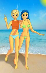 beach bikini blue_hair incest lisa_simpson marge_simpson mom_and_family the_simpsons yellow_hair yellow_skin yuri yuri