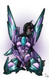 1girls alien alien_girl female female_masturbation female_only fingering fingering_self machine masturbation pussy pussy_juice red_eyes robot simple_background slipstream solo solo_female transformers transformers_war_for_cybertron vagina wings