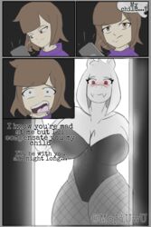 1girls big_ass big_breasts big_butt big_dom_small_sub blush bunny_costume bunnygirl bunnysuit femdom frisk fur furry furry_ass furry_breasts giant_breasts goat larger_female mojiuwu slightly_chubby thick_thighs thighs toriel undertale