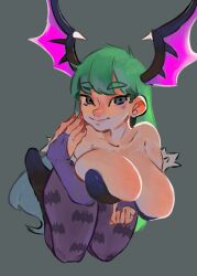 big_breasts capcom clothing darkstalkers drawn female green_hair large_breasts morrigan_aensland neo_coco succubus