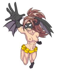 bat_wings batgirl_(cosplay) bats belt breasts calquin_(the_ultimate_male) head_wings nipples tagme the_ultimate_male