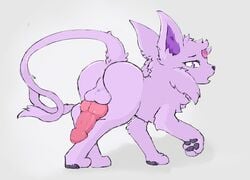 animal_genitalia animal_penis ass balls canine_penis eeveelution erection espeon feral genitals hi_res knot lyuxii_(espeon) male nintendo penis pokémon_(species) pokemon presenting simple_background solo video_games