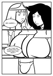 1boy 2girls adventure_time big_ass big_butt bikini compensation finn_the_human fionna_the_human_girl hiding_penis huge_ass ice_queen ice_queen_(adventure_time) kingjojoart marceline monochrome princess_bubblegum small_penis_humiliation speedo suspicious thick_ass thick_lips voluptuous voluptuous_female whispering wide_hips