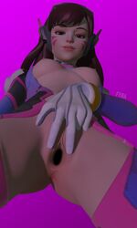 1girls 3d blender d.va female female_only fyra_(artist) overwatch pussy shaved_pussy solo spread_pussy