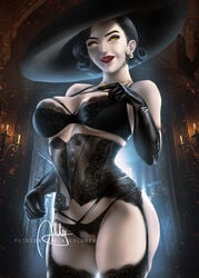 alcina_dimitrescu ally_loren black_panties black_underwear clothed crotchless_panties crotchless_thong licking_lips lingerie panties resident_evil resident_evil_8:_village taller_female thong thong_panties thong_underwear underwear vampire