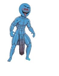 1boy bara big_penis horsecock hyper_balls male male_only mr_meeseeks muscular rick_and_morty solo tagme