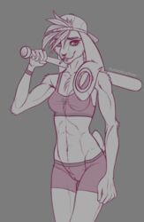 anthro athletic athletic_female baseball_bat bat_(object) bra cigarette clothing female hare hi_res lagomorph leporid mammal rabbit sketch snapback solo sports_bra sportswear tueddelkram underwear