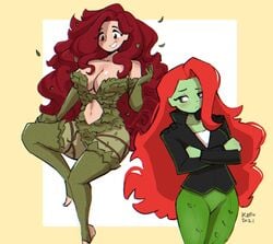 2021 2d 2girls batman_(series) breasts dc green-skinned_female green_skin harley_quinn_(series) kap_o light-skinned_female light_skin pamela_isley poison_ivy red_hair square_crossover tagme thick thick_thighs