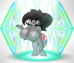 2019 anthro black_hair breasts doodlewill eyes_visible_through_hair grey_skin heart pepsi pepsiwoman