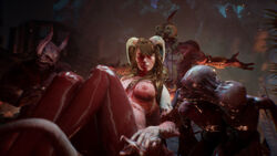 1boy 3d agony_(series) breasts chort demon demon_girl demon_horns hell horns imp male nipples screenshot succubus succubus_(madmind_studio) succubus_horns video_game vydija