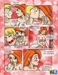 comic disney disney_channel drawn-sex.com english_text engrish female kim_possible kimberly_ann_possible kissing male nipples pussy ron_stoppable speech_bubble text ujinko