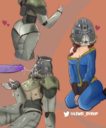 <3 1girls armor bethesda_softworks big_ass breasts brown_hair cum cum_on_body cum_on_breasts cum_on_face cum_on_upper_body fallout fallout_3 fallout_4 female female_human female_only femsub heart helmet human jumpsuit lewd_syrup lewdsyrup medium_breasts no_bra power_armor solo_female teasing vault_dweller vault_girl vault_suit video_game_character