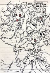 1girls ass bloody_marie clothed clothes dynamic_pose female maid petite skullgirls stockings waa153