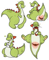 1girls bahamutgreen big_butt cloaca dinosaur heart looking_back mario_(series) milf nintendo pussy_juice rental_mommy_shirt reptile scalie sitting sweat sweatdrop thick_thighs tongue tongue_out yoshi