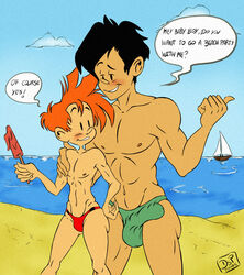 2boys balls_outline beach big_balls big_boy big_muscles big_penis black_hair dsptoons gay hips huge_balls huge_cock ice_cream inviting male/male penis_shaped_bulge penis_under_clothes red_hair sexy_beach size_difference small_penis spirou spirou_magazine swimsuit tanned_skin thong topless wide_hips