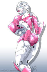 1girls 2021 2d 2d_(artwork) arcee arcee_(g1) armaron ass ass_grab big_ass big_butt blue_eyes butt deviantart_url female female_only grabbing_own_ass looking_at_viewer looking_back pink_lips rear_view robot robot_girl shiny_ass shiny_skin solo solo_female thick_thighs transformers transformers_g1