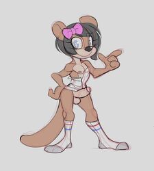 balls bootee_otter bow clothing footwear genitals girly hi_res lutrine male mammal mustelid pantyranger penis socks solo towel