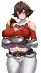 1girls armor bare_shoulders belly belly_button belt big_breasts blush breastplate breasts brown_eyes brown_hair busty cape curvaceous curves curvy curvy_body curvy_female curvy_figure curvy_hips earring earrings enmanuelart20 female female_only fiorayne french hips huge_breasts knight large_breasts lips monster_hunter monster_hunter_rise nipple_bulge nipples_visible_through_clothing open_mouth shiny_skin short_hair shoulder_armor shoulder_plate shoulder_plates shoulders smooth_skin solo solo_female standing sweatdrop thick thick_thighs thigh_gap thighs tight_pants tomboy tummy wide_hips