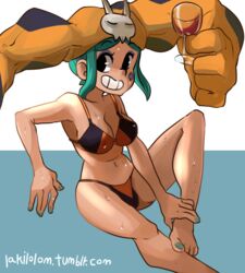 1girls bean_smile bikini breasts cerebella drink female lakilolom large_breasts skullgirls