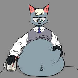 2020 animal_crossing artist_request belly belly_grab digested heterochromia male male_pred male_prey nintendo raymond_(animal_crossing) vore year_request
