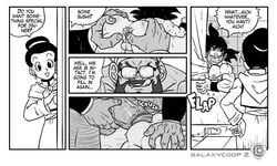 anal bara big_balls big_penis boner chichi dialogue dragon_ball erection female galaxycoop gay gyuumaou_(dragon_ball) male monochrome multiple_boys multiple_males muscle muscles muscular muscular_male nude ox_king son_goku text yaoi