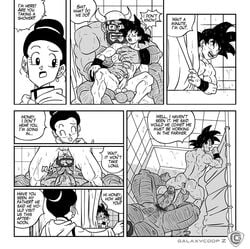 anal bara big_balls big_penis boner chichi dialogue dragon_ball erection female galaxycoop gay gyuumaou_(dragon_ball) male monochrome multiple_boys multiple_males muscle muscles muscular muscular_male nude ox_king son_goku text yaoi