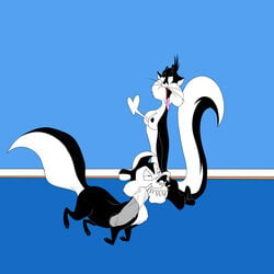 1boy blowjob digital_drawing_(artwork) fanart female floating futanari huge_cock looney_tunes penelope_pussycat pepe_le_pew pleasure_face twistedw twistedworld666