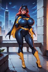 1girls abs ai_generated athletic_female barbara_gordon batgirl batman_(series) big_ass big_breasts big_eyes blue_eyes breasts busty bythebrokenone cape dc dc_comics female_only hourglass_figure huge_breasts large_breasts masked_female redhead solo solo_female superheroine tagme thick_thighs thighs tight_clothing top_heavy