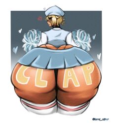 1boy 1femboy ass_focus big_ass big_ass_(male) big_butt blonde_hair bottom_heavy bottom_heavy_femboy bottom_heavy_male butt_focus femboy feminine_male huge_ass huge_butt jace_heartwood lumi_xiii male male_only pom_poms solo solo_male thick_thighs thong wide_hips writing_on_ass writing_on_body