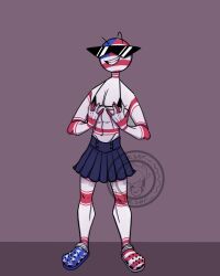 bikini_top countryhumans crossdressing no_humans non-human non-human_only skirt united_states_of_america_(countryhumans)