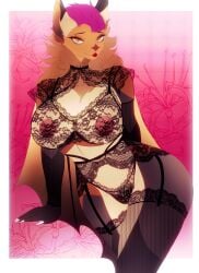 absurd_res anthro aroused bat bra clothing female female/female fluffy genitals hi_res invalid_tag lace lace_stockings legwear lingerie mammal mantle nipples oxygeni panties patterns pussy semi-through_briefs solo stockings suspender underwear ych