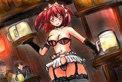 areola_slip beer bra cecily_cambell female gloves panties seiken_no_blacksmith thighhighs waitress