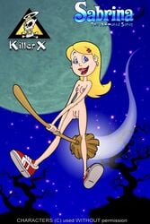 archie_comics blonde_hair blue_eyes broom broomstick casual female flying footwear human killerx magic nude pale_skin sabrina:_the_animated_series sabrina_spellman sabrina_the_teenage_witch witch